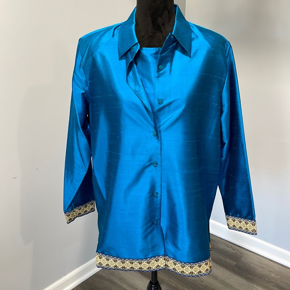 Silk Lore by Beth Terrell silk sleeveless top & matching tunic blouse NEW